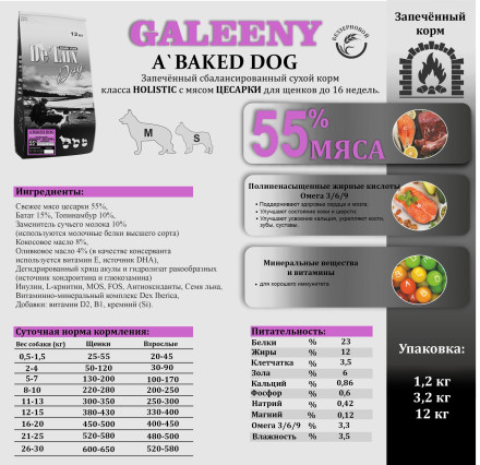 KID GALEENY (цесарка) Holistic для щенков до 16 недель 6 kg 